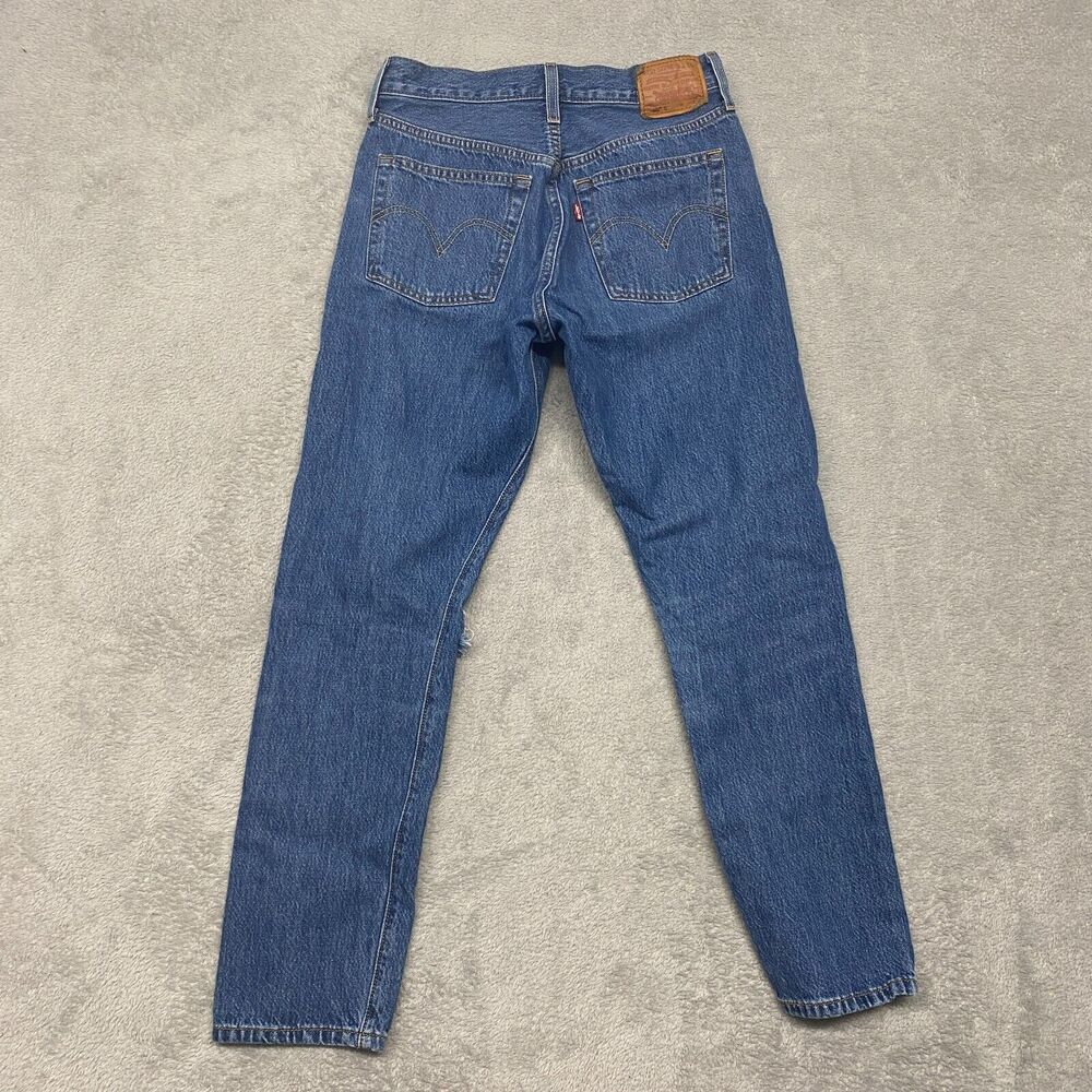 Levi's Jeans Womens 26 Blue 501 Skinny Button Fly Ripped Medium Wash Denim - Picture 14 of 15